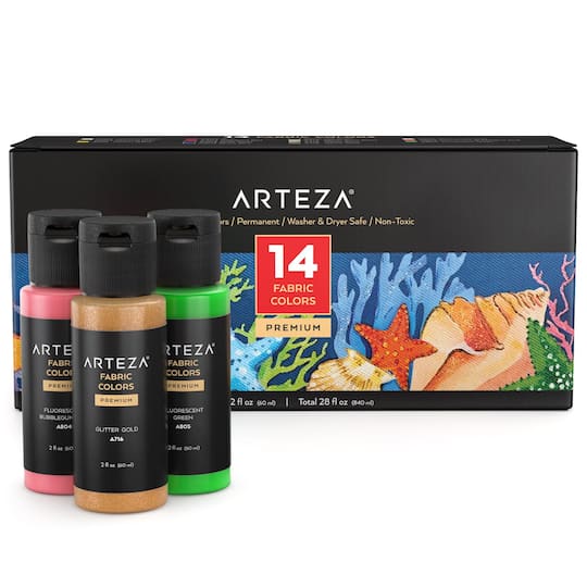 Arteza&#xAE; 14 Color Fabric Paint Set